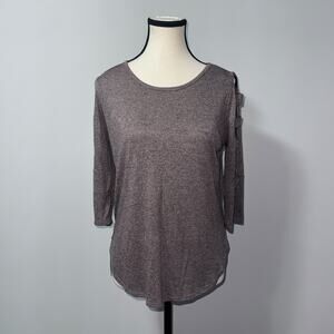 iZ Byer Cut-Out Sleeve Heather Gray Top women’s size medium